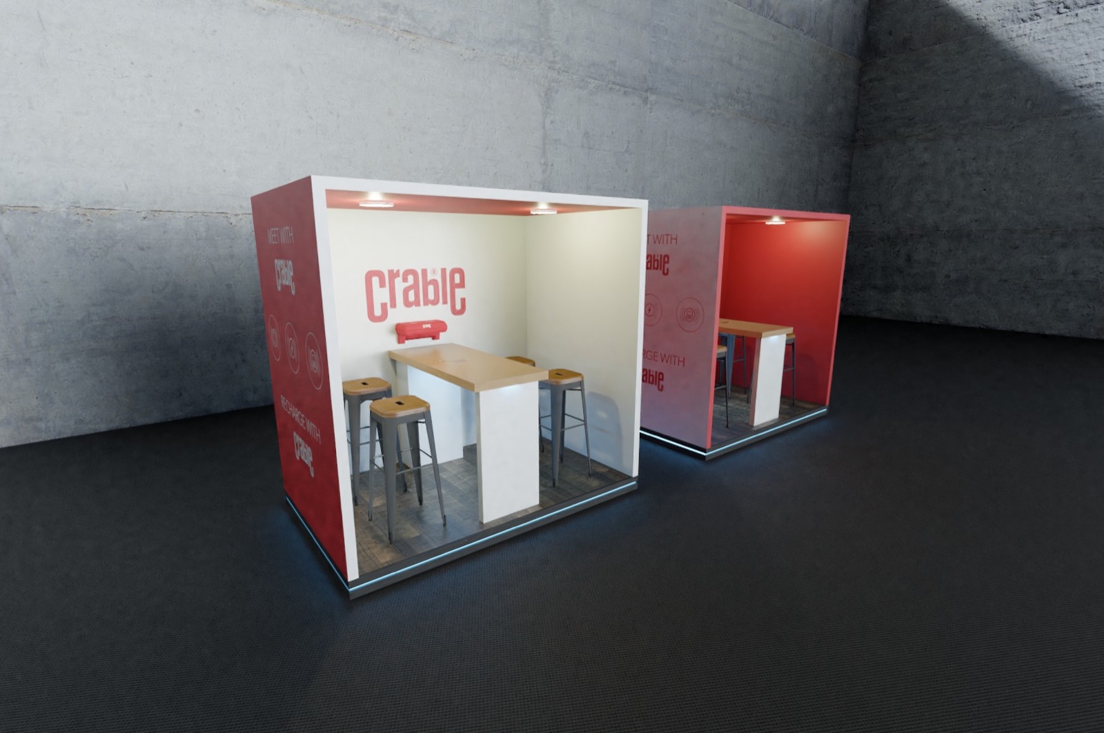 Crable Charging Booths - 4-Person Wireless Charging Snugs for Exhibitions