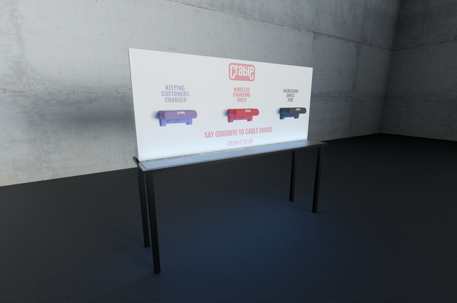 Crable Table Plinth - 3 Crable Wireless Charging Shelves - Conference Stand