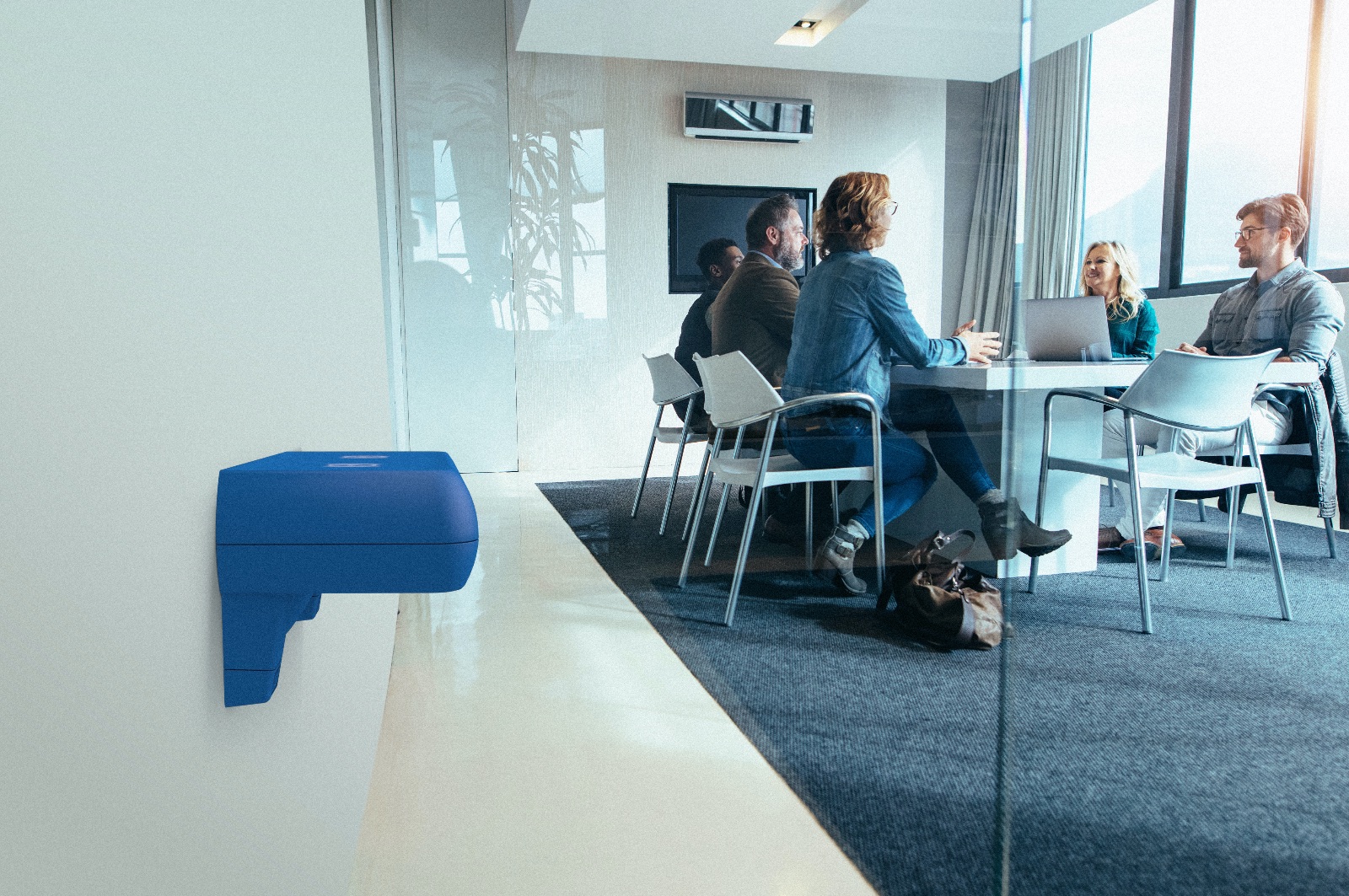 Crable Wireless Charging Shelf in a university meeting area
