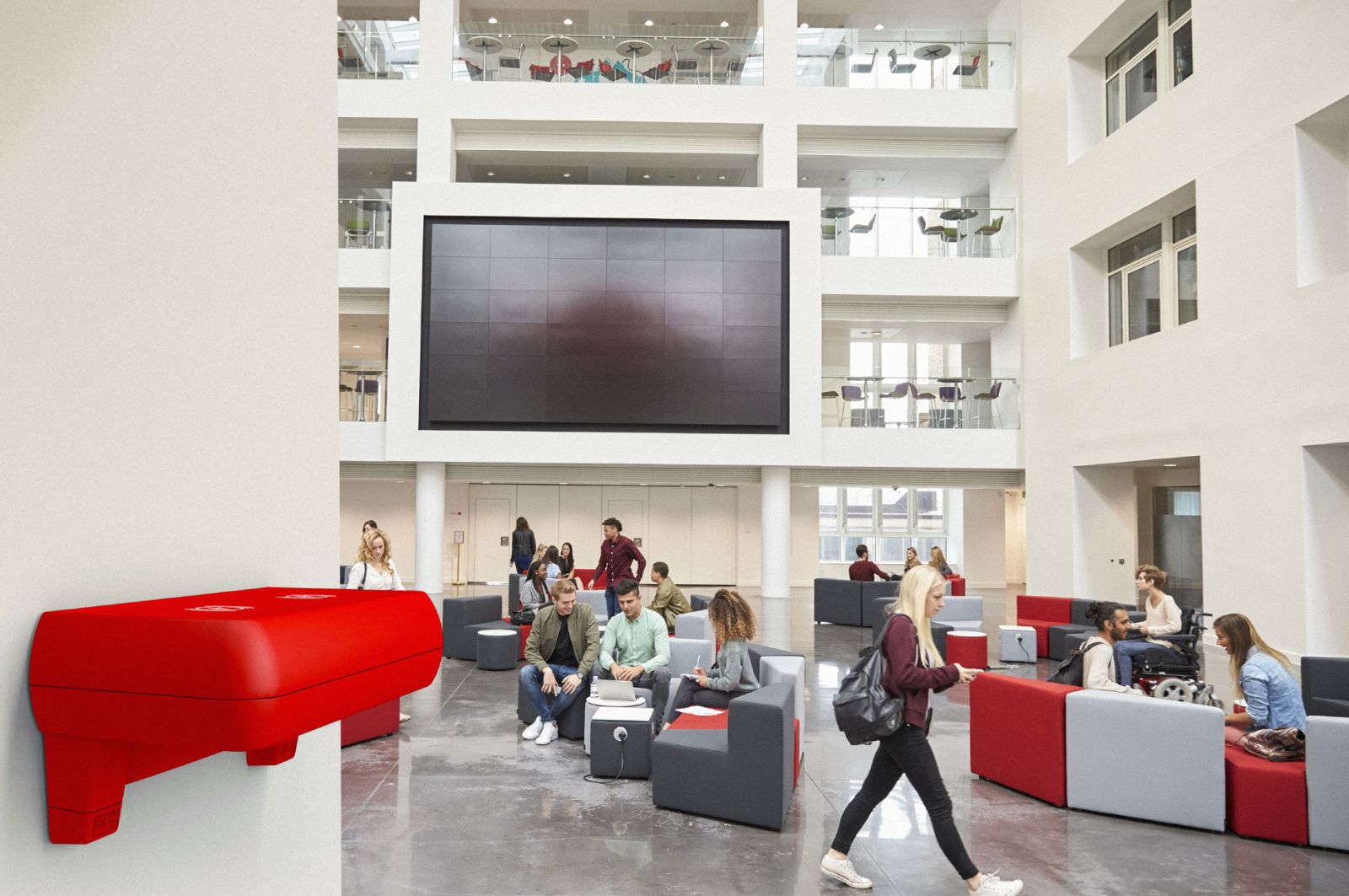 Wireless charging shelf in communal area